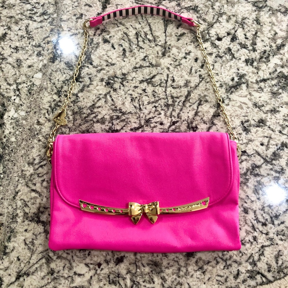 ADORABLE Hot Pink Betsey Johnson Clutch